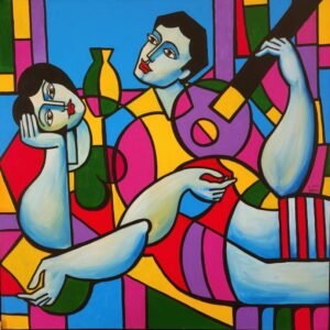 Lovers' Melodies, the Jazz Collection by Yuroz 6674-1-2-1 , 48" x 48" , Oil on canvas