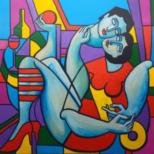 The Night is Young, the Jazz Collection by Yuroz 6674-1-2-1-1 , 48" x 48" , Oil on canvas